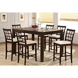 7pc Counter Height Dining Table & Stools Set Cappuccino Finish