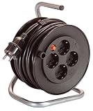 as - Schwabe 10180 Mini-Sicherheits-Kabeltrommel, schwarz 180mm&Oslash; 15m H05VV-F 3G1,5 schwarz, IP20 Innenbereich