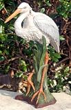 Handcrafted and Hand painted Heron in the Reeds Garden Statuary