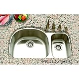 Houzer STC-2200SR-1 Eston Undermount 70/30 Double Bowl Kitchen Sink-Single Box Pack