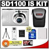 Canon PowerShot SD1100 IS Digital Camera (Silver) with 8GB SD Memory Card + Spare NB-4L Battery + Case + Cameta Bonus Accessory Kit