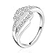 Fashion 925 Sterling Silver Jewelry Wave Design Elegant Engagement Wedding Ring Size 8
