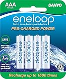 Sanyo NEW 1500 eneloop 4 Pack AAA Ni-MH Pre-Charged Rechargeable Batteries