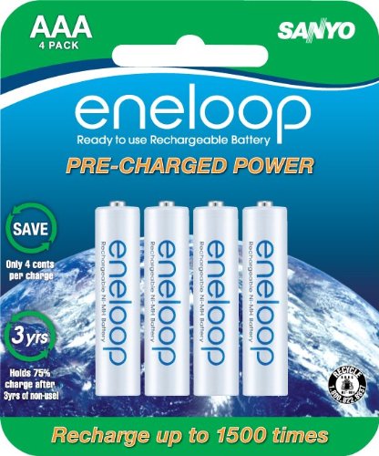 Sanyo NEW 1500 eneloop 4 Pack AAA Ni-MH Pre-Charged Rechargeable Batteries