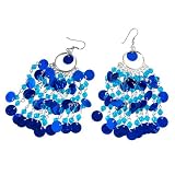 Classic Turquoise Party Chandelier Earrings - Sequined