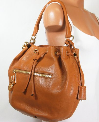 NEW AUTHENTIC MICHAEL KORS LARGE DRAWSTRING CONVERTIBLE SHOULDER TOTE (Luggage/Brass)