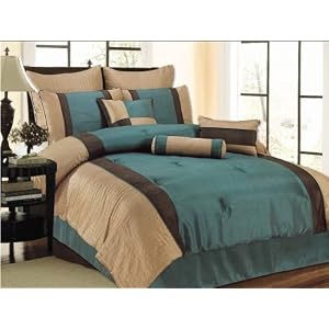 teal and brown bedding