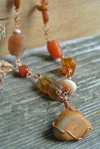 Oregon Jasper Natural Stone Wire Wrapped Necklace