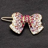 PURELY CHARMING 18KGP Barrette / Hair bow with Handset Swarovski Crystals - Festive Bow