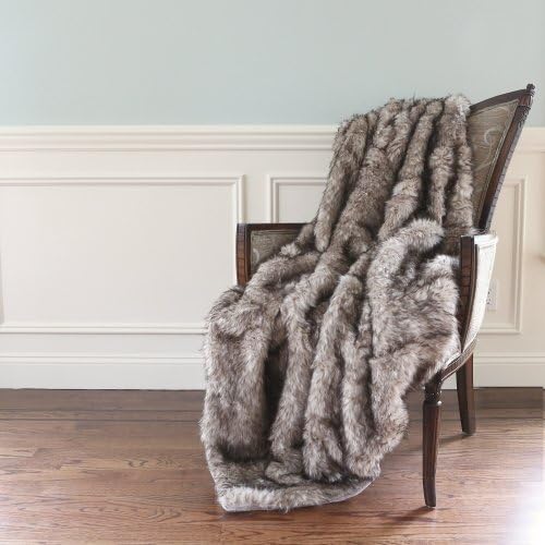 Faux Fur Throw by Wild Mannered - 58" x 60" - Pearl Finn Raccoon