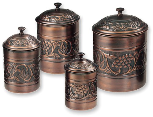 Old Dutch International Antique Embossed Canisters, Set of 4