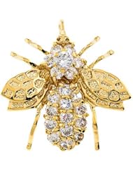 Gold Vermeil Cubic Zirconia Bee Pin Brooch Pendant