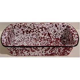 Loaf Pan, Enamelware, Red Marble by Crow Canyon Home