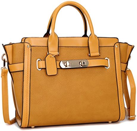 Dasein Faux Leather Belted Medium Tote Satchel Shoulder Bag