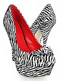 Zebra Mona Mia Round Toe Platform Stiletto Pump