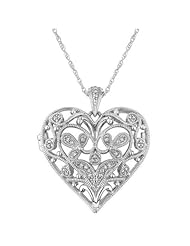 Diamond Filigree Heart Locket 1/8ctw