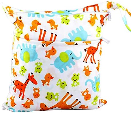HAQILA NPDH29 Baby Printing Waterproof Washable Double zipper Diaper Bags,W11.02xH14.17IN,Frog and Giraffe