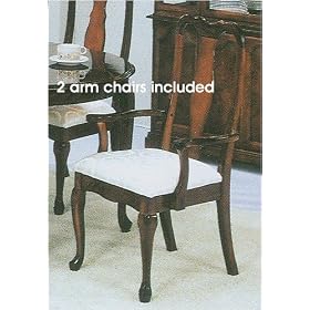 Set of 2 Cherry Finish Queen Anne Wood Dining Arm Chairs by visiondecor Furniture