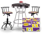 IMAGE OF Chrome Bar Table & 2 Black Adjustable 24