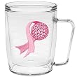 Pink Ribbon (Golf) 18 oz Insulated Coffee Mug, Clear