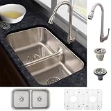 Ticor Stainless Steel Low-divide Undermount Kitchen Sink and Brushed Nickel Faucet Combo Ticor Stainless Steel Low-divide Undermount Kitchen Sink and Brushed Nickel Faucet Combo