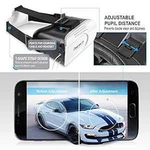 Insten [Adjustable] 3D Glasses Virtual Reality Headset VR box For Google Cardboard, Samsung S7 Edge, iPhone SE/ 6/6s Plus, Smartphones within 4.7 - 6 inch perfect for 3D Movies/Games, White/Black from eForCity