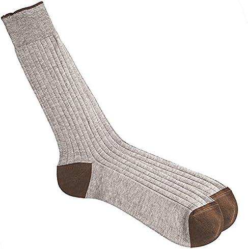 De Pio Men's Italian Sea Island Cotton Socks Over-The-Calf-Executive Series-Brown
