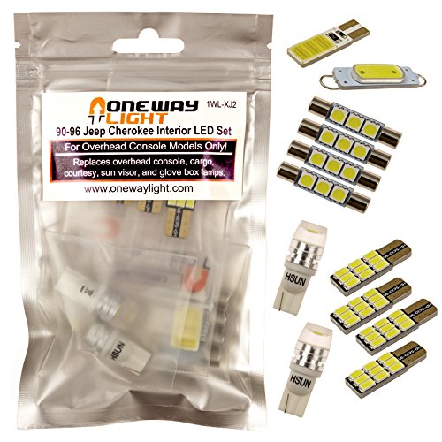 One Way Light 1990-1996 Jeep Cherokee XJ Interior White LED Light Set Overhead Console Model 1WL-XJ2