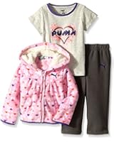 PUMA Baby-Girls 3 Piece Set Jacket Printed Short Sleeve Tee and Solid Pant