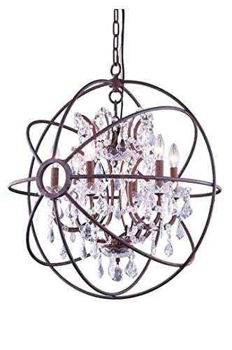 Best Buy Metro Rustic Iron Modern 6-Light Hanging Chandelier Heirloom Handcut Crystal in Crystal (Clear)-800D25RI-RC--25