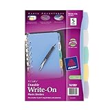 Avery Plastic Durable Write-On Dividers, 5.5 x 8.5 Inches, 5 Tabs, 1 Set (16180)