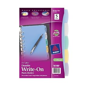 Avery Plastic Durable Write-On Dividers, 5.5 x 8.5 Inches (16180)