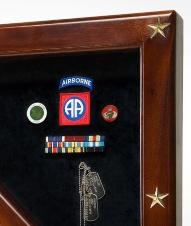 Military Medal Shadow Box with Display Case for Memorial Flag - Blue Felt Selected