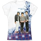Turqouise Tank Top with Pink Jonas Brothers Logo, White Denim Ruffled Skirt, Fits 18" American Girl Doll