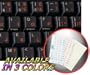 BELGIAN FRENCH KEYBOARD STICKERS WITH ORANGE LETTERING ON TRANSPARENT BACKGROUND