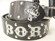 Lucky 13 Metal Studded Leather Belt Born to Lose Big Bad Wolf Design