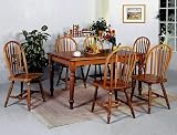 LARGE Dark Oak 5 Piece Dining Set W Farmhouse Table & 4 Arrow Back Chairs