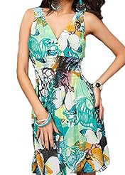 Sexy V-neck Polyester Floral Print Evening Dress/Party Dress/Mini Dress 