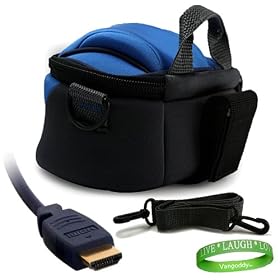Panasonic HDC-TM55K Camcorder Accessories kit: Royal Blue Camcorder Bag with Shoulder Strap and double padded exterior + Panasonic HDC-TM55K Compatible Mini HDMI Cable + Vangoddy Live * Laugh * Love Wrist Band!!!