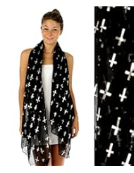 Apparel: Metallic cross print scarf Black