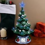 North Carolina Tar Heels (UNC) Carolina Blue-White Lighted Resin Christmas Tree