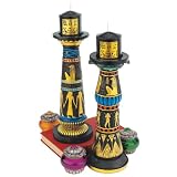 Classic Egyptian Collectible Luxor Ritual Sculptural Candleholder - Set of 2