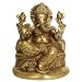 Brass Ganesh Statue on a Throne with a Bolster