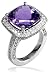 Large checkerboard cut Amethyst and diamond ring title=