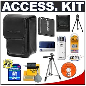 Click here to buy Deluxe Accessory Kit with Soft Leather Case + 4GB High Speed SDHC Card + Spare NP-40... by Deluxe.