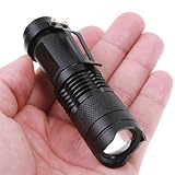 HausBell Brand New Mini 7W CREE LED Flashlight 300LM Torch Adjustable Focus Zoom Light Lamp Black