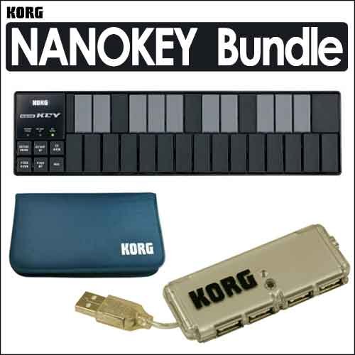 Korg NANOKEY Slimline USB Midi Keyboard Controller Black Bundle With Korg Bag for Nanokey & Korg Four-Port USB Hub product image