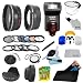 Professional Accessory Kit for NIKON DSLR Cameras (D7000 D5100 D5000 D3100 D3000 D90 D80) - Includes: BOWER Professional SFD35N Dedicated Flash + Bower Slave Flash w/ Bracket + 52mm Wide Angle (w/ Macro Portion) and 2.0x Telephoto High Definition Lenses + Filter Kit (UV, Polarizer, Neutral Density 4) + Graduated Warming and Blue Color Filters + 4 Point Star Filter + Macro Close Up Set + 2 Lens Hood (Soft Rubber and Hard Tulip Flower) + Flash Diffuser Set + Center Pinch Lens Cap + White Balance Lens Cap + 6 Pocket Filter Case (Wallet Pouch) + 8 AA GP Alkaline Batteries + Deluxe Cleaning Kit w/ Lens Pen + Premium MagicFiber Microfiber Cleaning Cloth and Cleaning Cloth Keychain