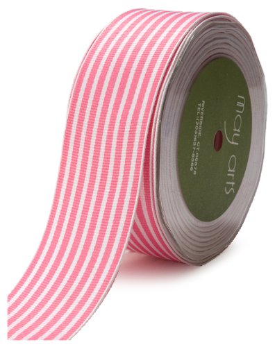 May Arts 1-1/2-Inch Wide Ribbon, Pink Grosgrain Stripe