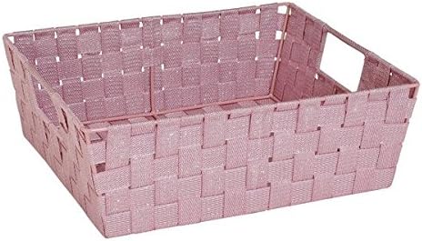 Simplify Large Rosequartz Lurex Striped Woven Strap Shelf Tote